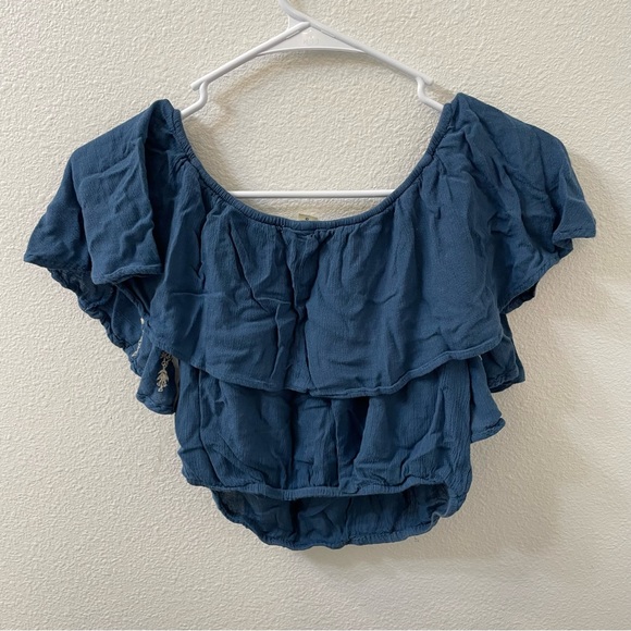 LA Hearts crop top ruffled blue small - Picture 4 of 4